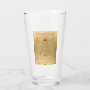 Verre Homme vitruvien par Leonardo Da Vinci