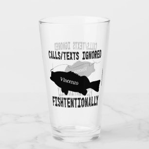 Verre Humour Pêche Poisson Silhouette Design Texte