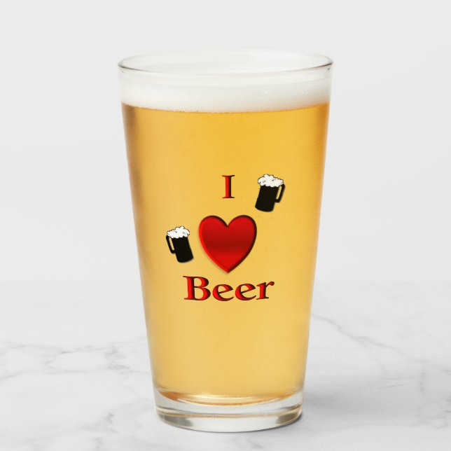 Verre I Heart Beer Design (Devant (rempli))