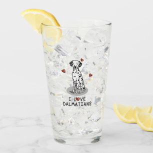Verre I Love Dalmatians (noir 1) Coeurs mignons