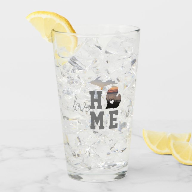 Verre I Love Michigan Home State (Devant glace)