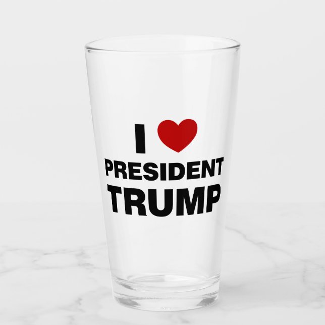 Verre I Love Président Trump Heart (Devant)