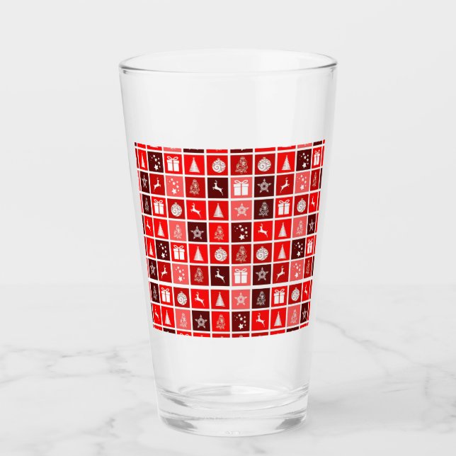 Verre Icône de Noël Rouge Carré Vacances Art classique (Devant)