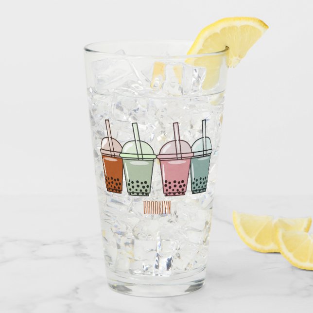 Verre Illustration de dessin animé pour le thé de bulle (Dos glace)