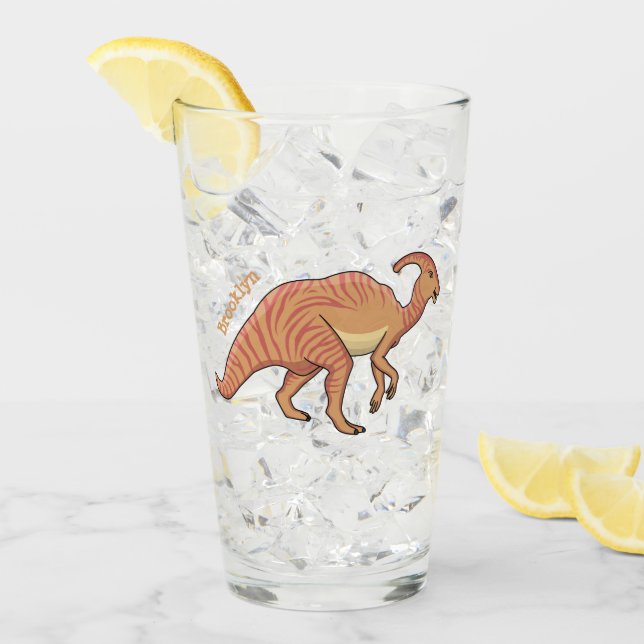 Verre Illustration de la caricature de dinosaure du para (Devant glace)