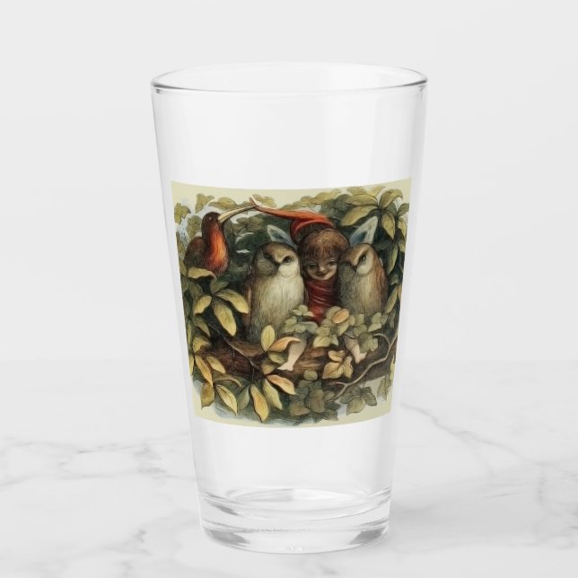 Verre Illustration de la nature des hiboux et des fées d (Devant)