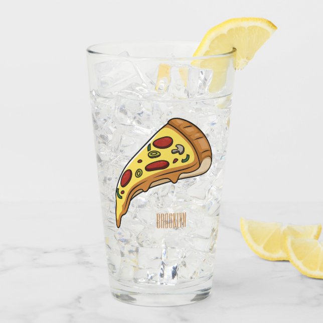Verre Illustration de la pizza (Dos glace)