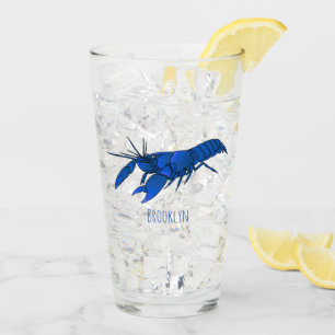 Verre Illustration de l'écrevisse marron bleu