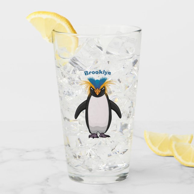 Verre Illustration de mignon macaroni pingouin (Devant glace)
