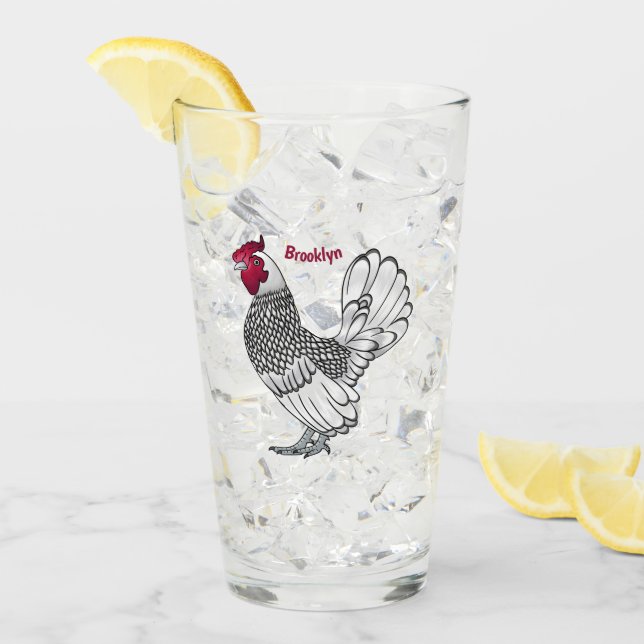 Verre Illustration de poulet Sebright (Devant glace)