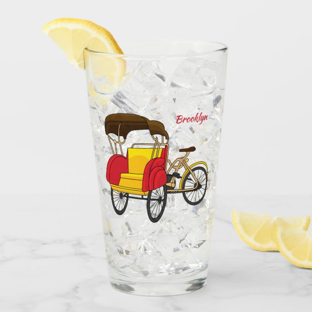 Verre Illustration de pousse-pousse pédicab (Devant glace)