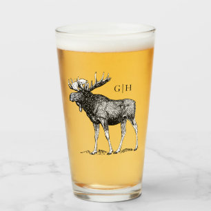 Verre Illustration de Rustic Moose Monogramme