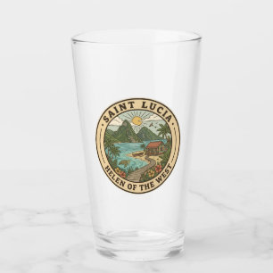 Verre Illustration de Sainte-Lucie Badge d'art de voyage
