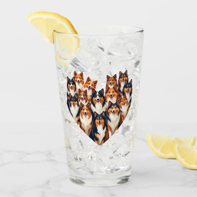 Verre Illustration de Sheltie Heart Shetland Sheepdog (Devant glace)