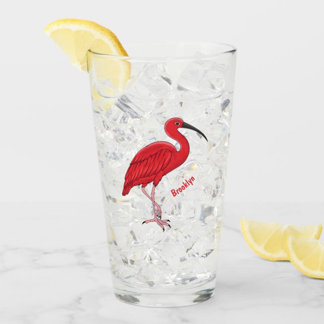 Verre Illustration d'oiseau Scarlet ibis (Devant glace)