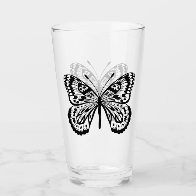 Verre Illustration du papillon noir (Devant)