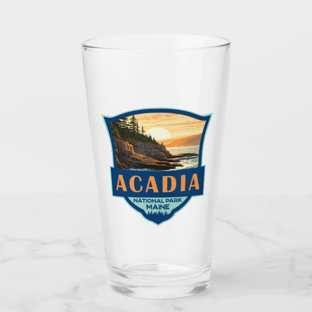 Verre Illustration du parc national Acadia Insigne rétro (Devant)
