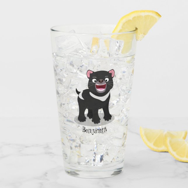 Verre Illustration d'un diable de Tasmanie affamé (Dos glace)