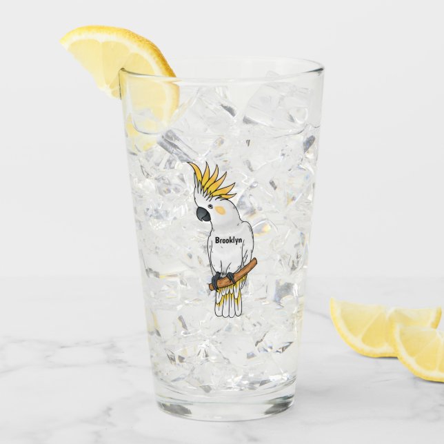 Verre Illustration d'un oiseau de cokatoscope à crête de (Devant glace)