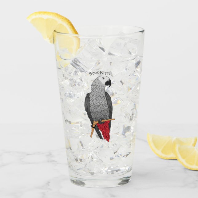 Verre Illustration d'un perroquet gris en Afrique (Devant glace)