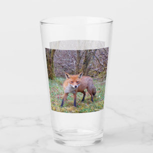 Verre Illustration d'un renard roux mignon adorable, ani