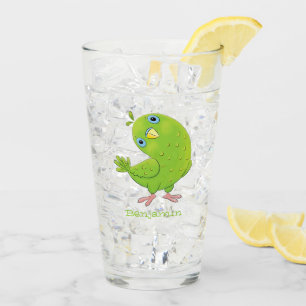 Verre Illustration d'une curieuse perruche verte