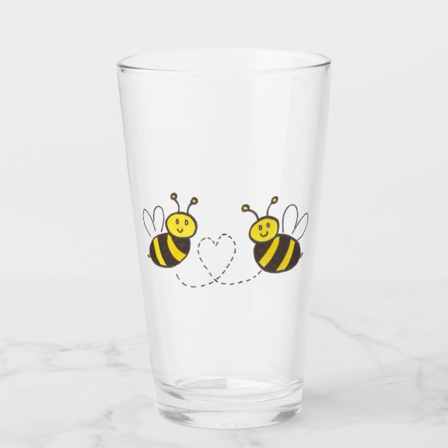 Verre Illustration Mignonne d'Abeilles Mellifères avec u (Devant)