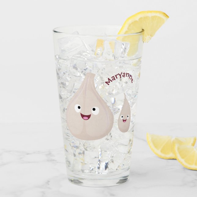 Verre Illustration végétale de caricature à l'ail mignon (Dos glace)
