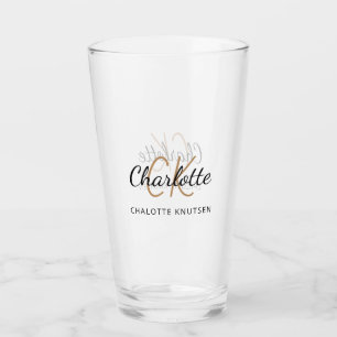 Verre Initiales de monogramme script noir or