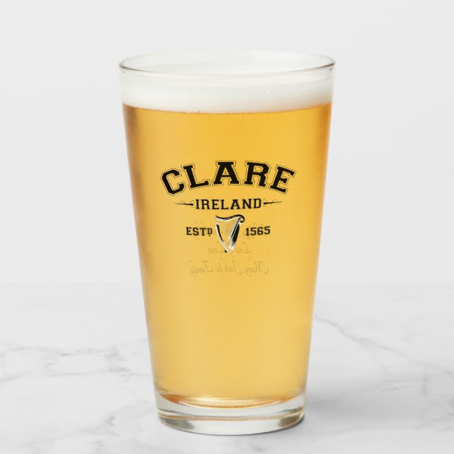 Verre Irish County Clare Irlande Texte personnalisé (Devant (rempli))