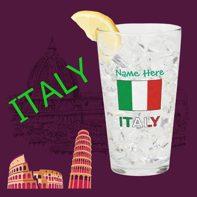 Verre Italie Drapeau italien Personnalisation verte (Créateur téléchargé)