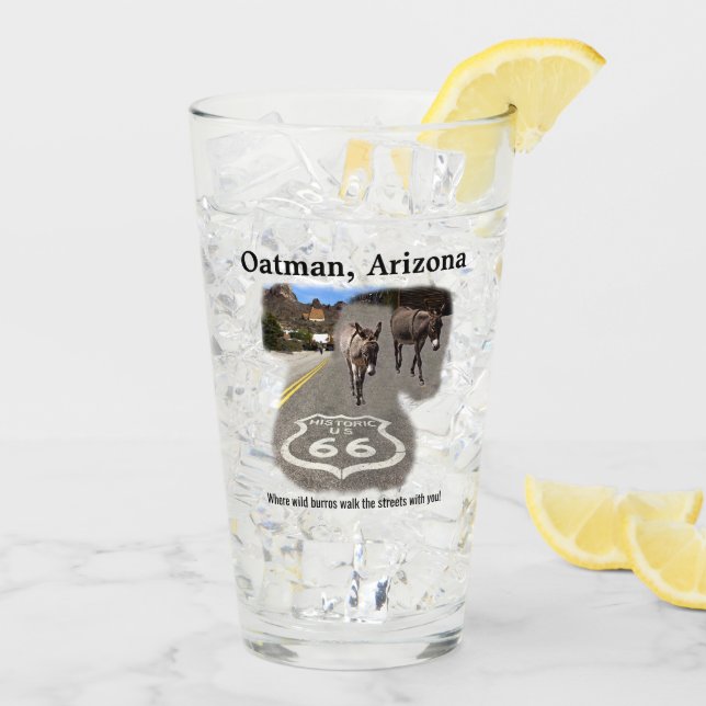 Verre Itinéraire 66 Oatman Arizona Burros Sur Rue  (Dos glace)
