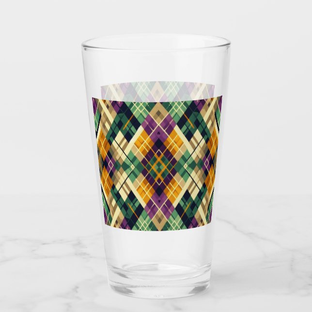 Verre Jacquard Mardi Gras jaune violet vert (Devant)