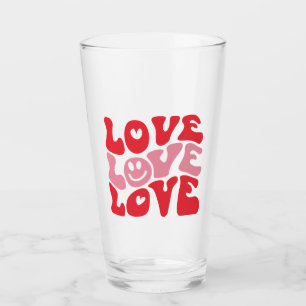 Verre J'adore la Saint-Valentin Groovy Vacances drôles