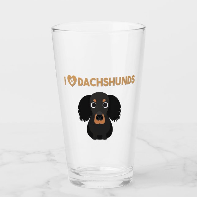 VERRE J'ADORE LES DACHSHUNES (Devant)