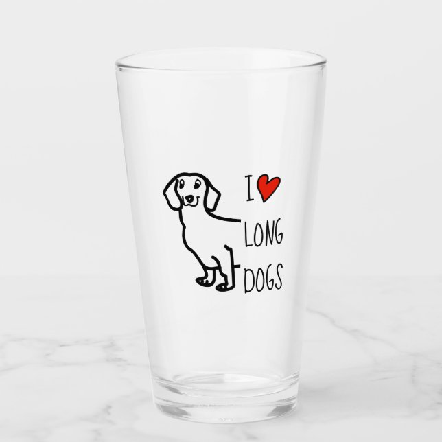 Verre J'Aime Dachshund Wiener Chien mignonne Drôle Simpl (Devant)