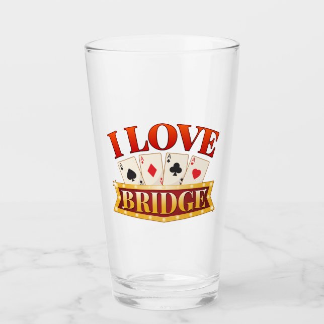 Verre J'aime Joueur de carte de pont (Devant)