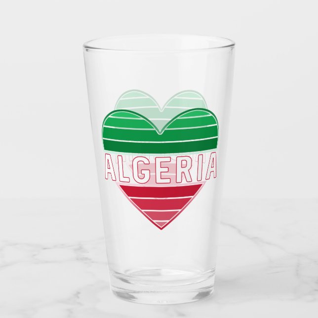 Verre J'aime l'Algérie, coeur algérien (Devant)