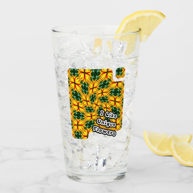 Verre J'Aime Les Fleurs Uniques (Dos glace)