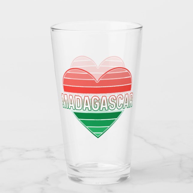 Verre J'aime Madagascar, coeur malgache (Devant)