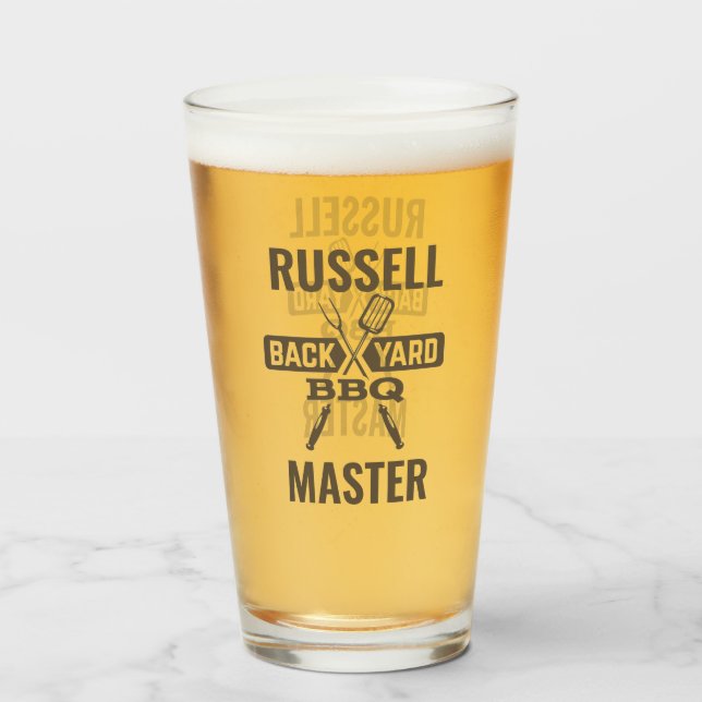 Verre Jardin arrière BBQ Master avec nom (Devant (rempli))