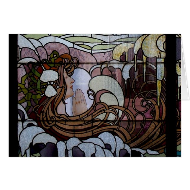 Verre Jardin Art Nouveau Mer Scène (Devant horizontal)