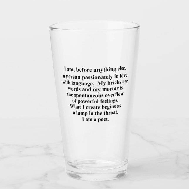 Verre Je suis poète (Devant)