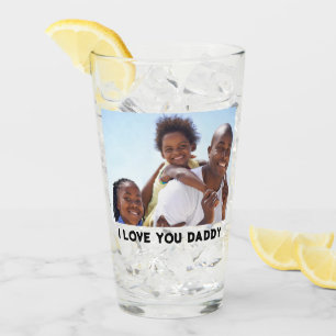 Verre Je t'aime Papa 2 Photos Nom personnalisé Texte