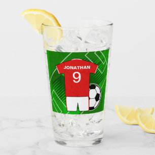 Verre Jersey de soccer personnalisé rouge et blanc