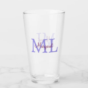 Verre jeté simple minimal ajouter nom monogramme rose ro