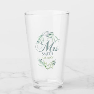 Verre Jeune mariée de feuillage d'aquarelle de