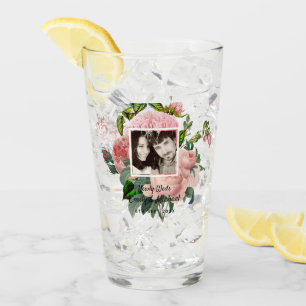 Verre Jeunes mariés Roses roses botaniques florales PHOT