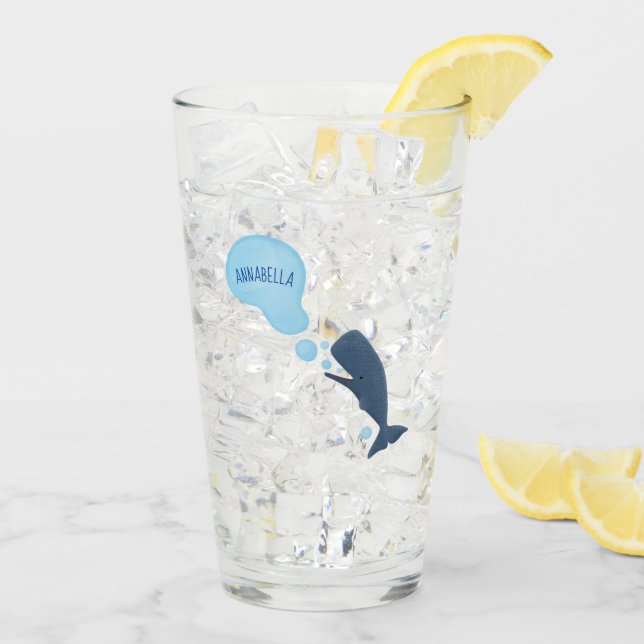 Verre Jolie baleine à sperme soufflant bulles dessin (Dos glace)