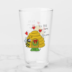 Verre Jolie Bee Christmas Drôle Cartoon de vacances